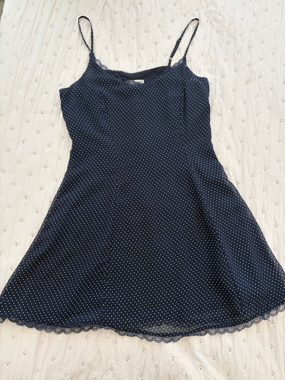 Navy blue polka dot mini dress